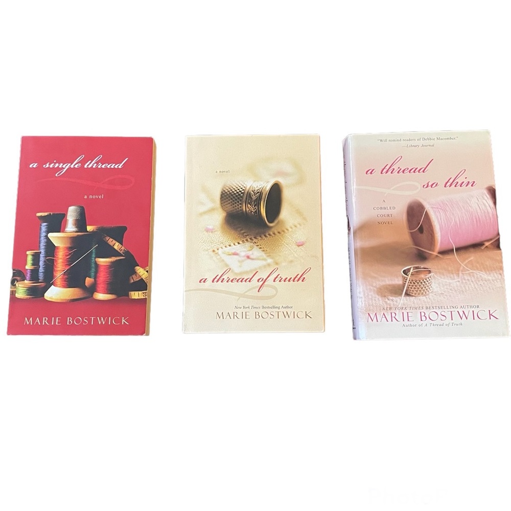 3 Marie Bostwick Books,A Thread So Thin, A Thread of Truth, …